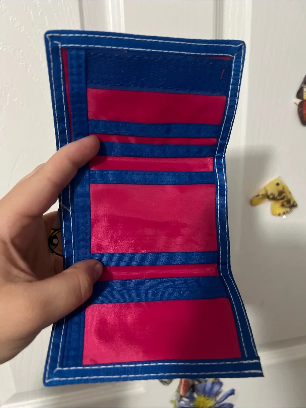 Vintage Powerpuff Girls Trifold Wallet with Blue Trim